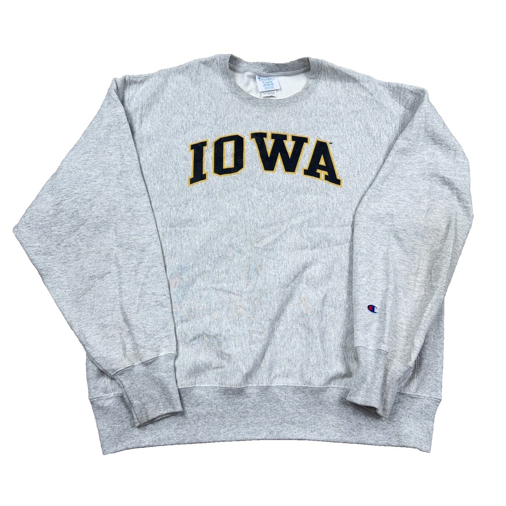 Iowa Hawkeyes Sweatshirt Men XL Gray Crewneck Champion Reverse Weave Retro Y2K